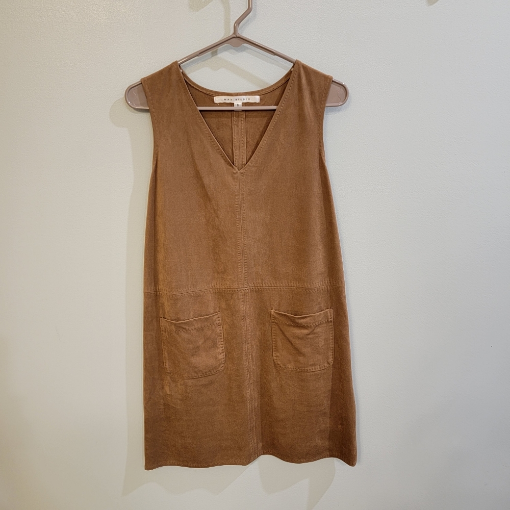 Max Studio Camel Suede Pocket Dress